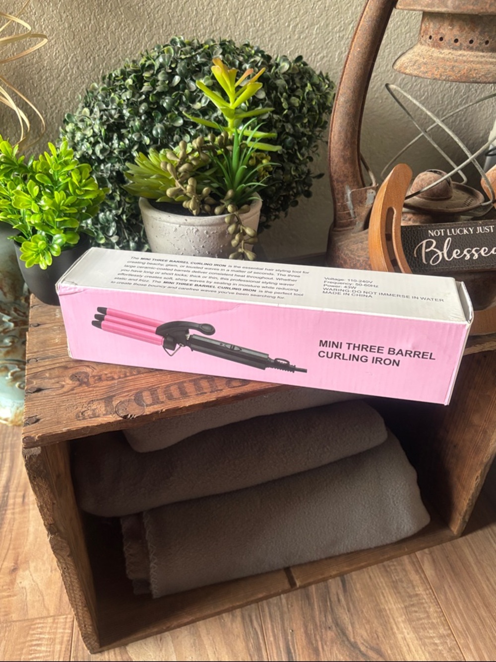 Mini Three Barrel Curling Iron - Pink and Black